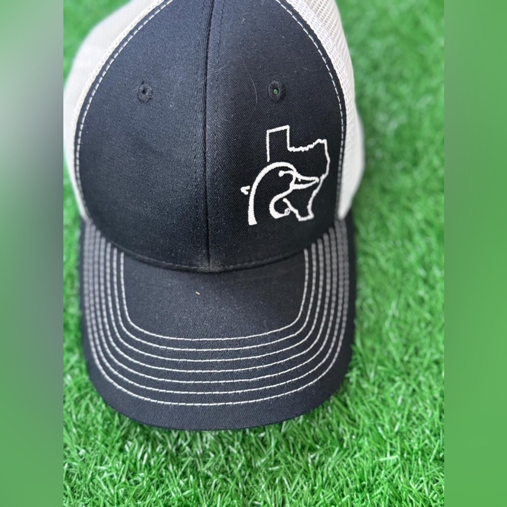 Game God, outdoors Black and White Trucker Hat with Texas Logo